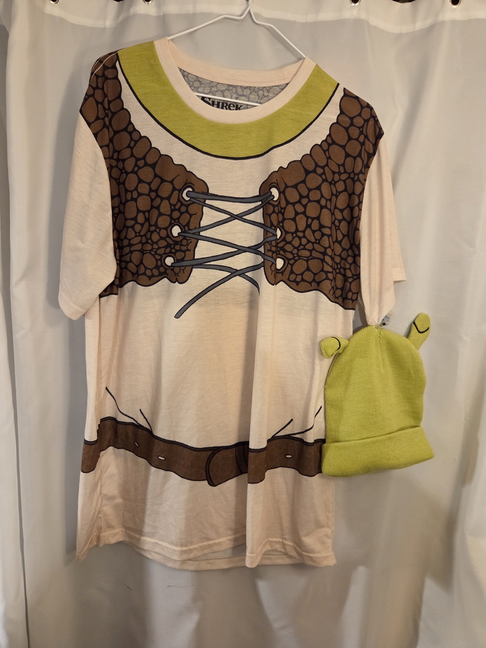 Dreamworks Costume Shrek-Inspired Graphic Tee with Lime Beanie
